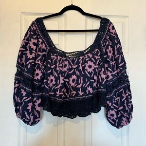 Free People. Soleil embroidered crop top.